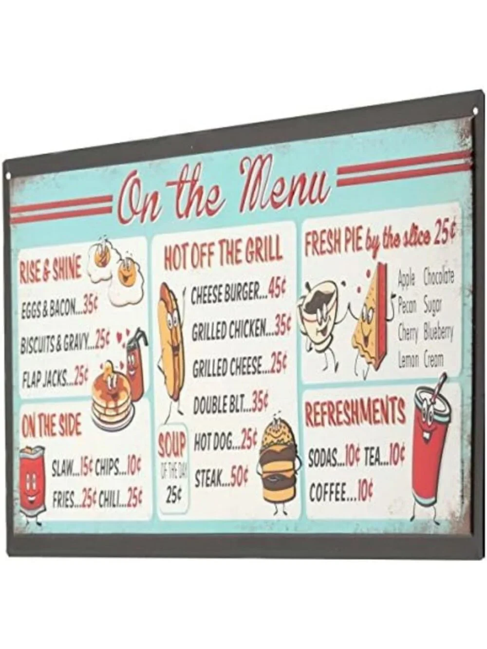 Vintage-Inspired Embossed Metal Sign for Kitchen Decor & Restaurant Wall Art